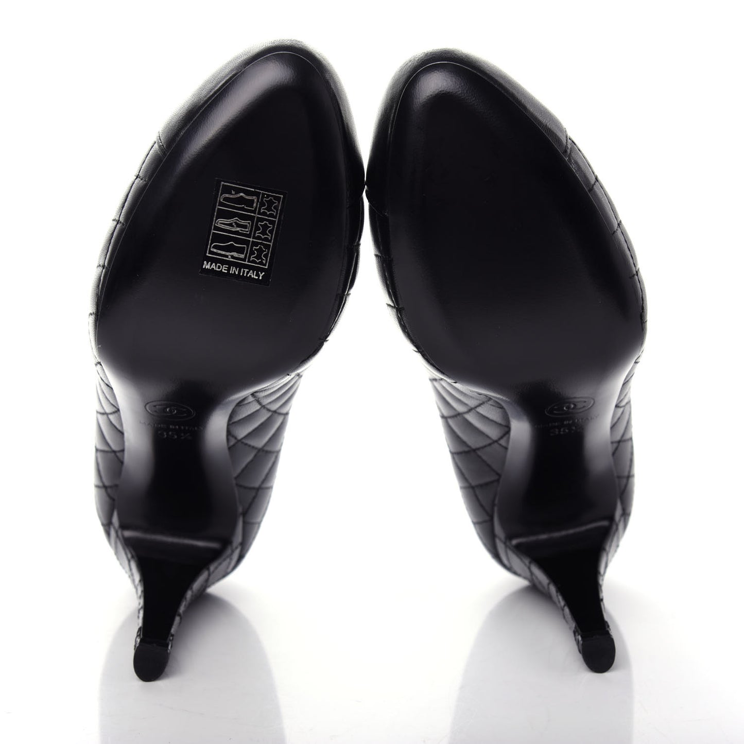 Lambskin Quilted CC Cap Toe Pumps 35.5 Black