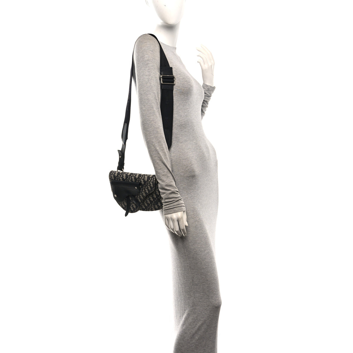 Oblique Saddle Messenger Pouch Beige Black