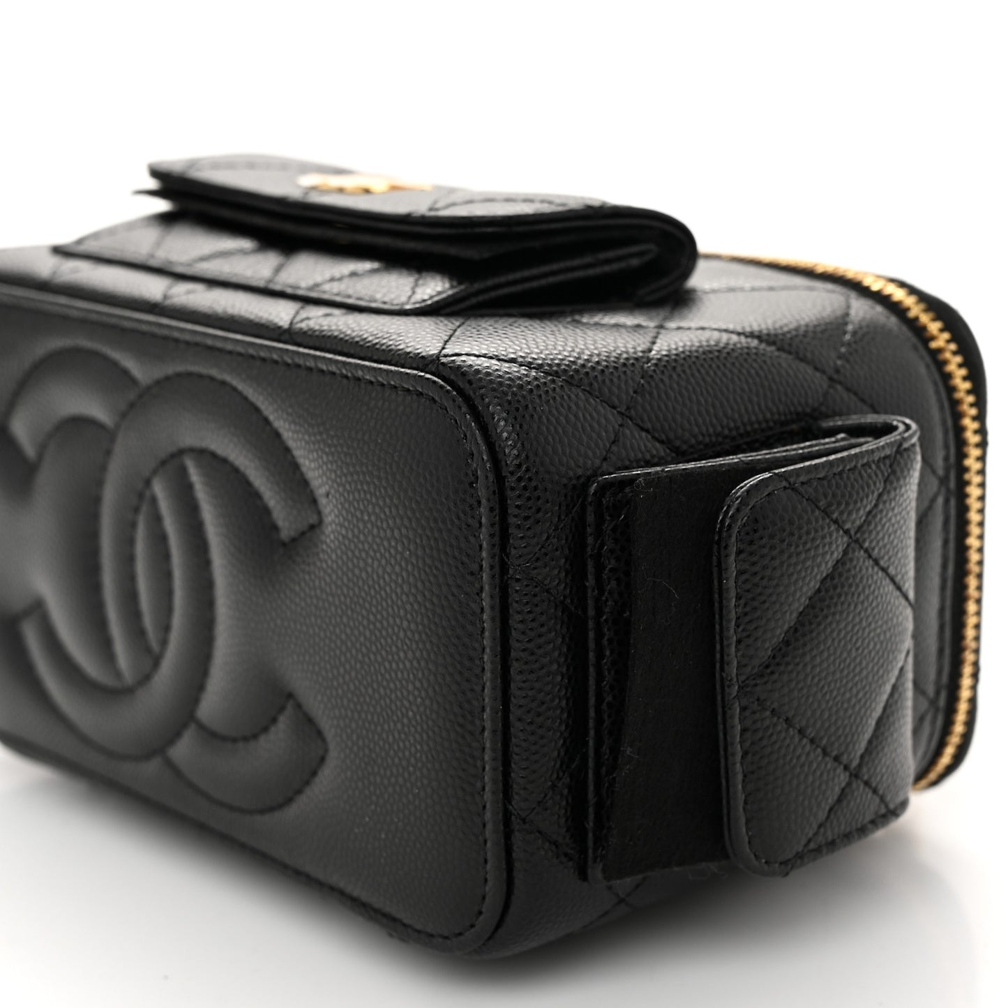 Caviar Quilted Polly Pocket East West Top Vanity With Chain Black