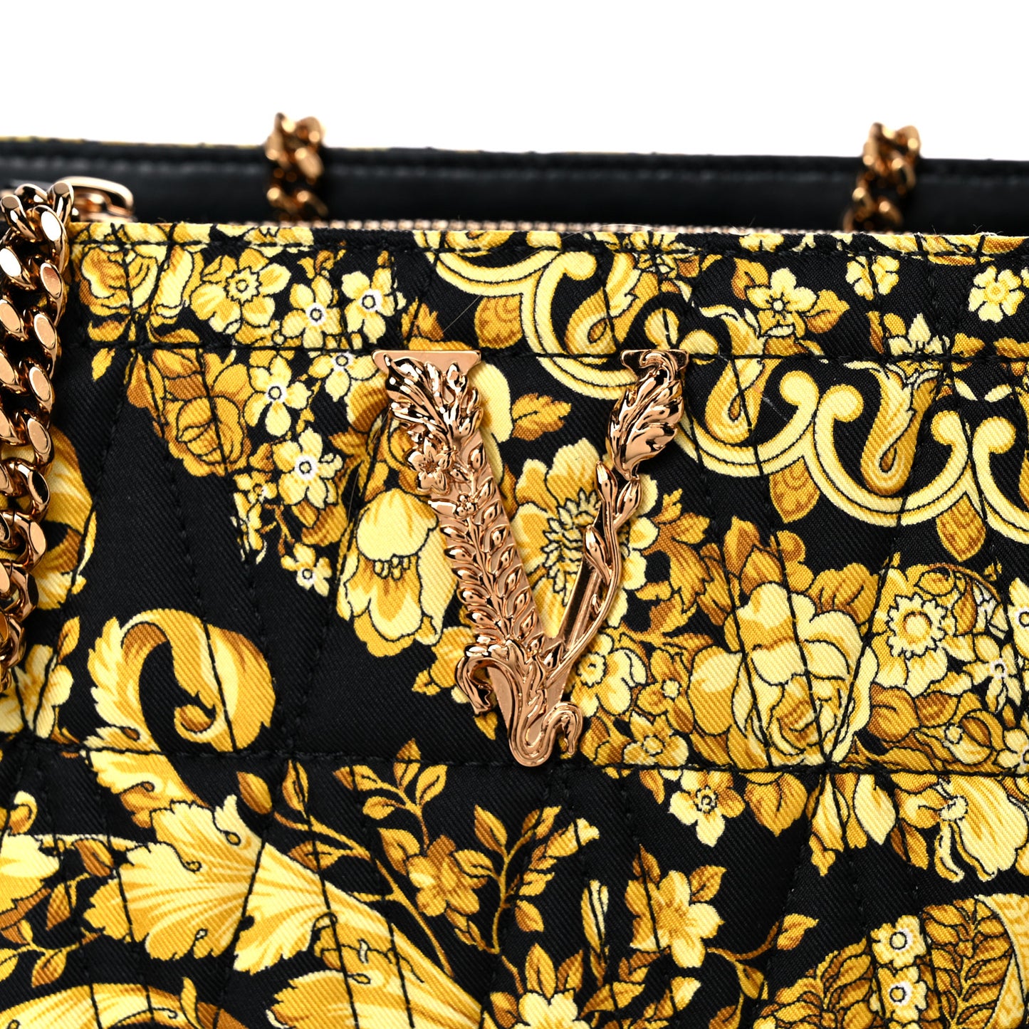 Silk Barocco Print Quilted Virtus Chain Shoulder Bag