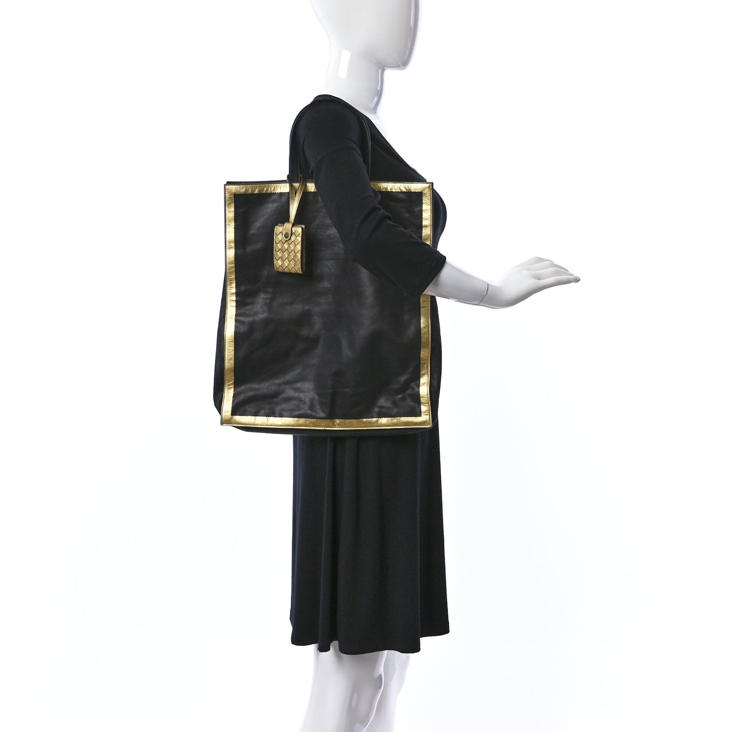 Nappa Metallic Tote Black Gold
