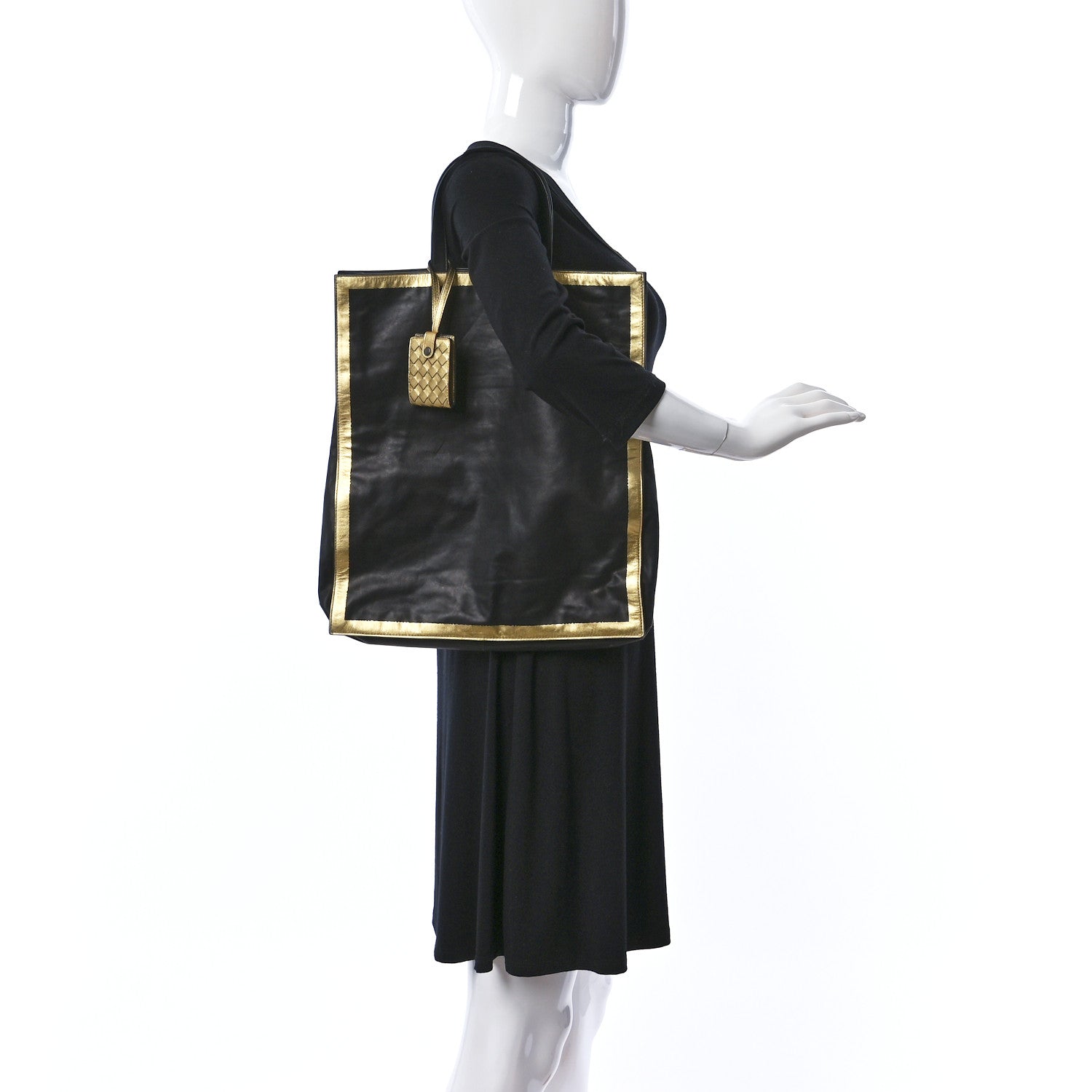 Bottega Veneta Nappa Metallic Tote Black Gold 2 of 12