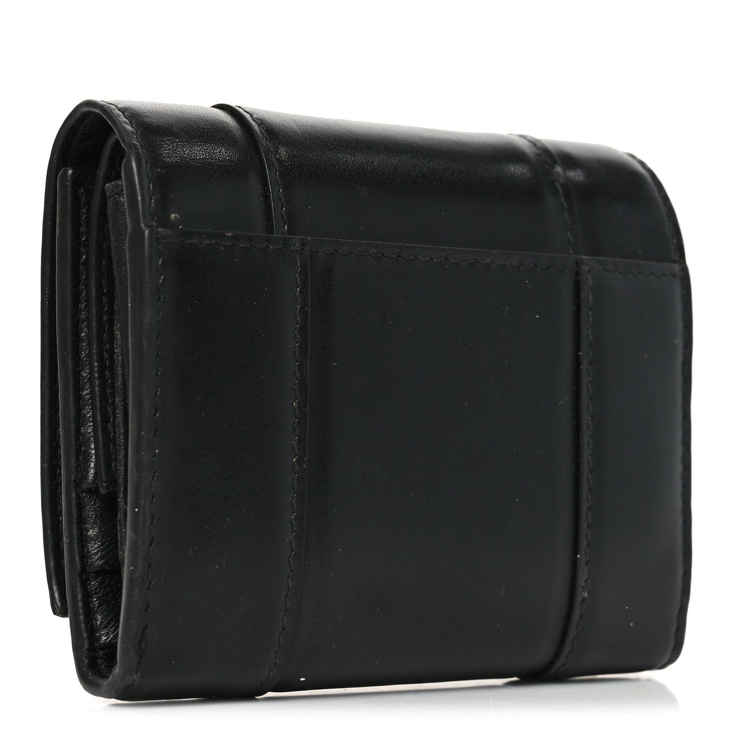 Balenciaga Shiny Box Calfskin Hourglass Compact Wallet Black 3 of 8