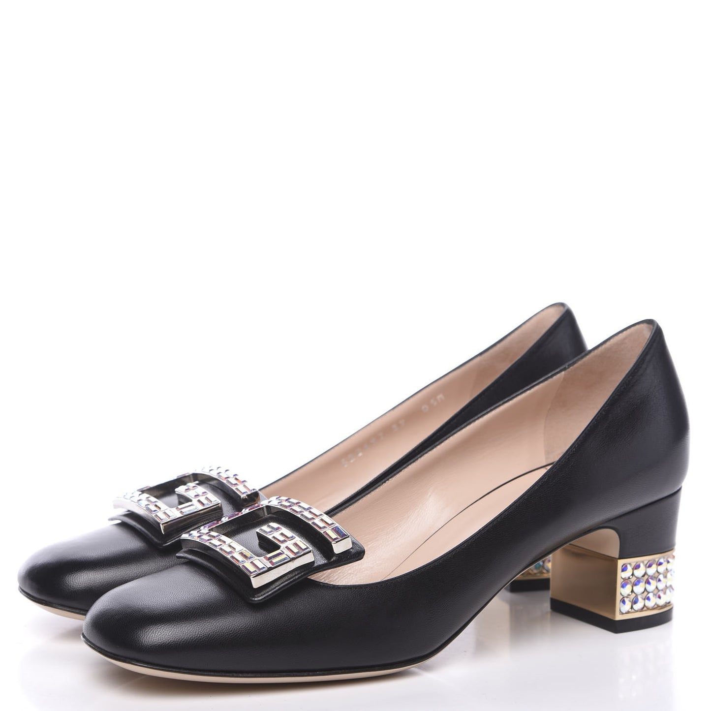 Malaga Kid Crystal Square G Madelyn Mid Heel Loafer Pumps 39 Black