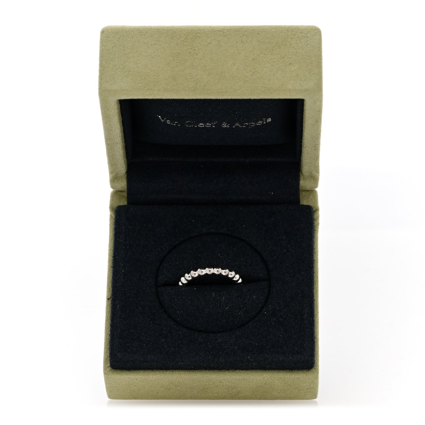 18K White Gold Medium Perlee Ring 49 5