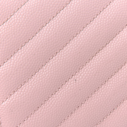 Saint Laurent Grain De Poudre Matelasse Chevron Monogram Flap Wallet Pale Pink 19 of 20