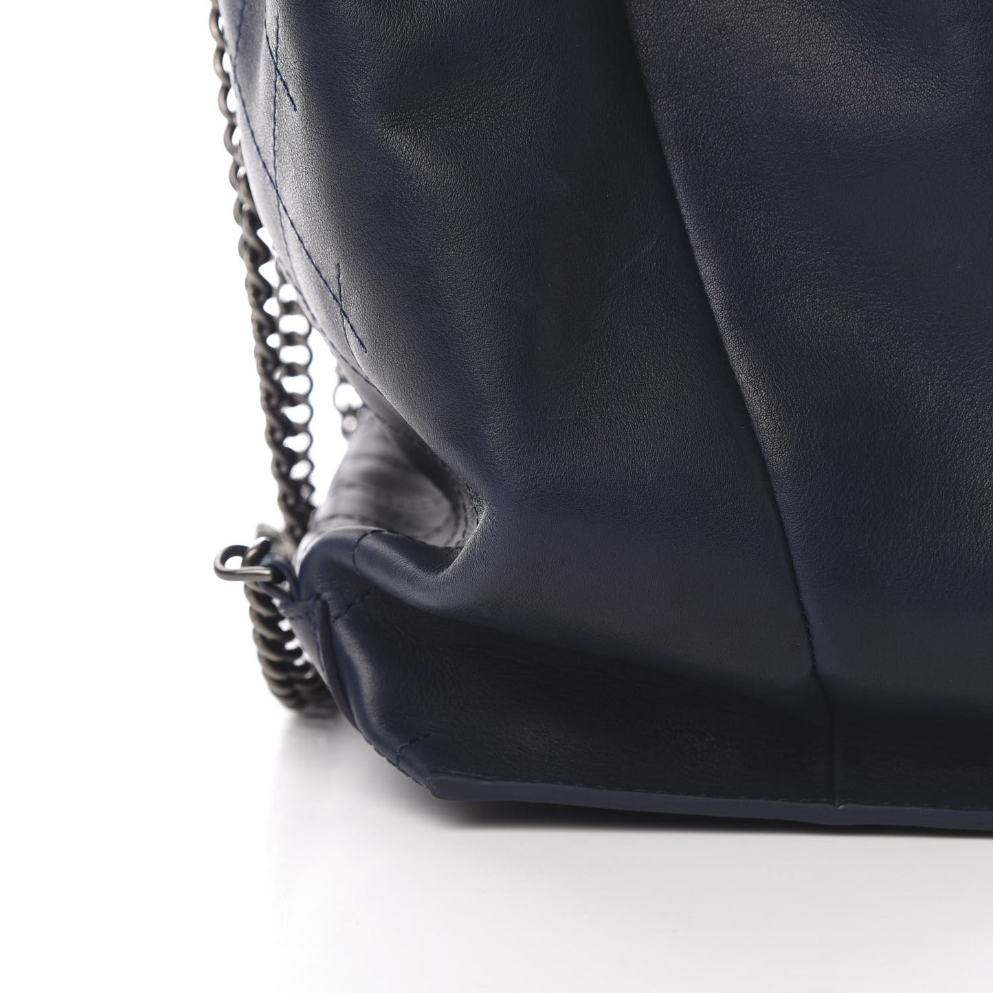 Calfskin Stitched Large Urban Luxury Drawstring Backpack Navy Blue