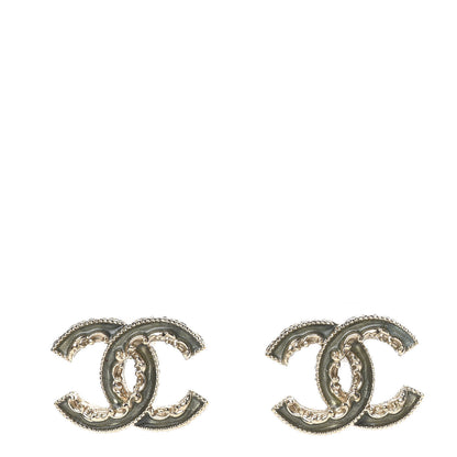 Chanel Enamel CC Baroque Earrings Light Gold 1 of 5
