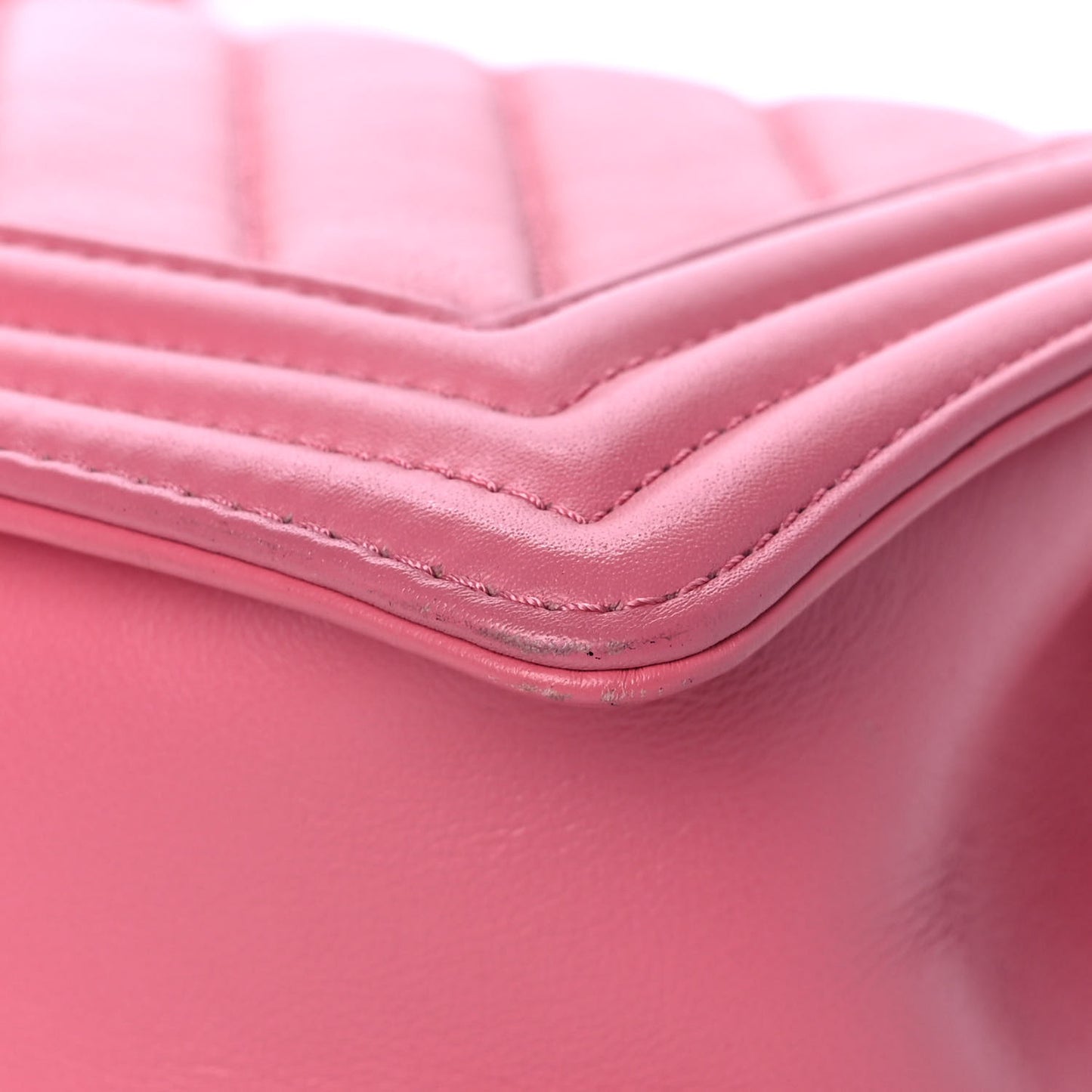 Calfskin Chevron Quilted Medium Boy Flap Pink