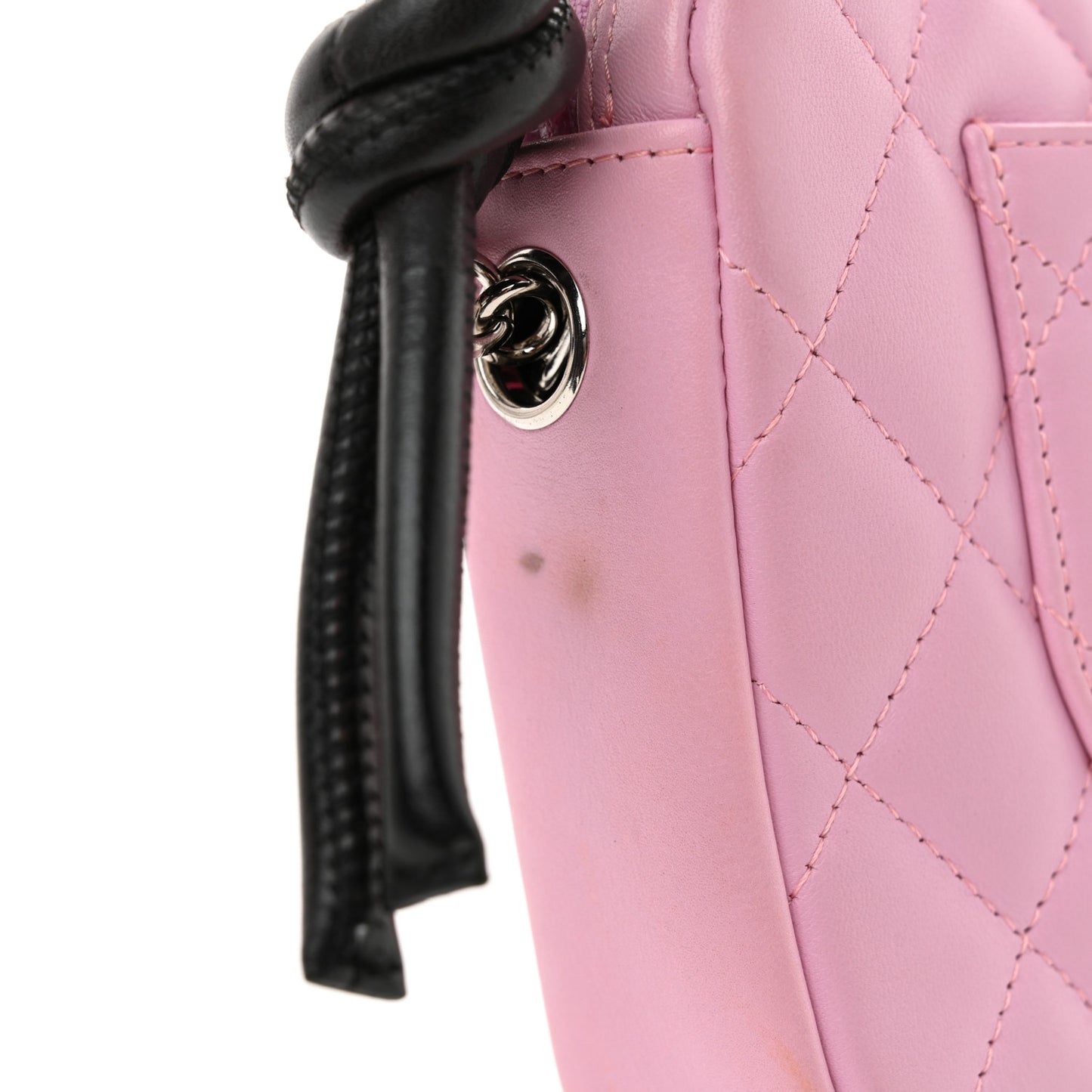 Calfskin Quilted Cambon Pochette Pink Black