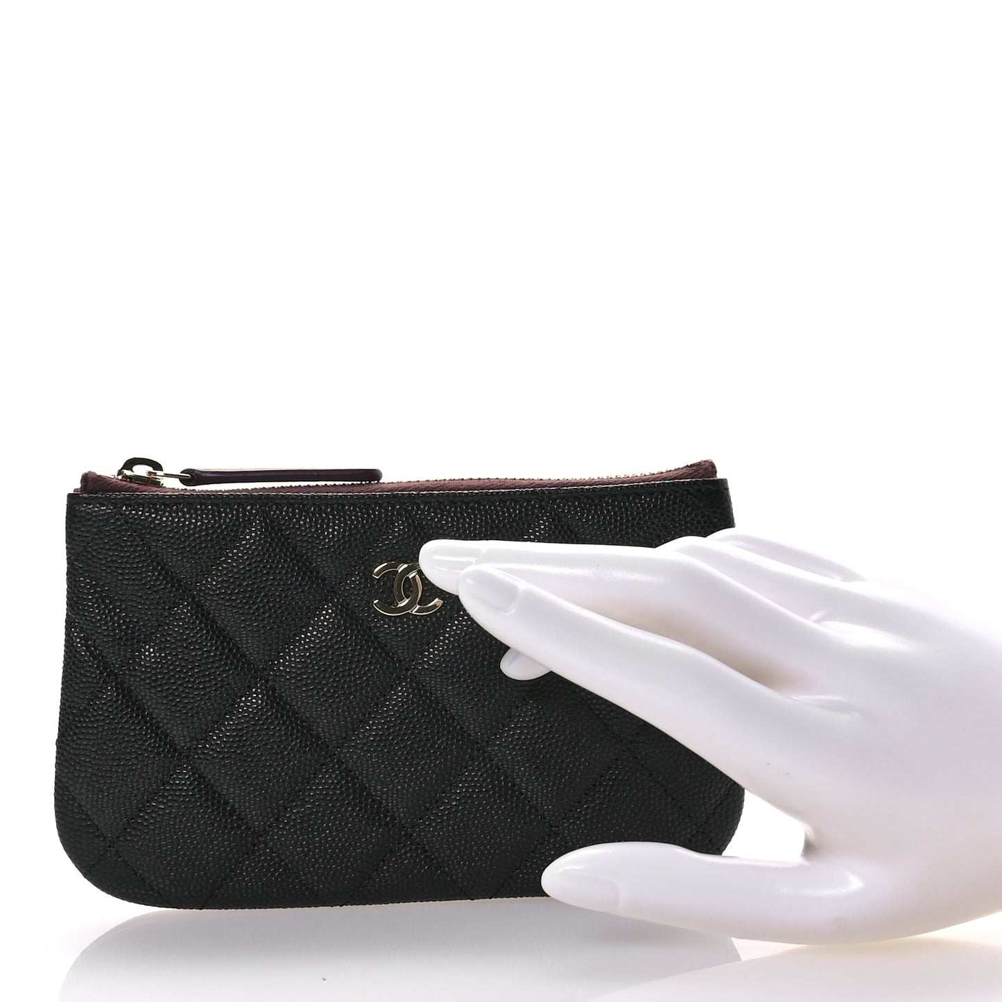 Caviar Quilted Small Cosmetic Case Black