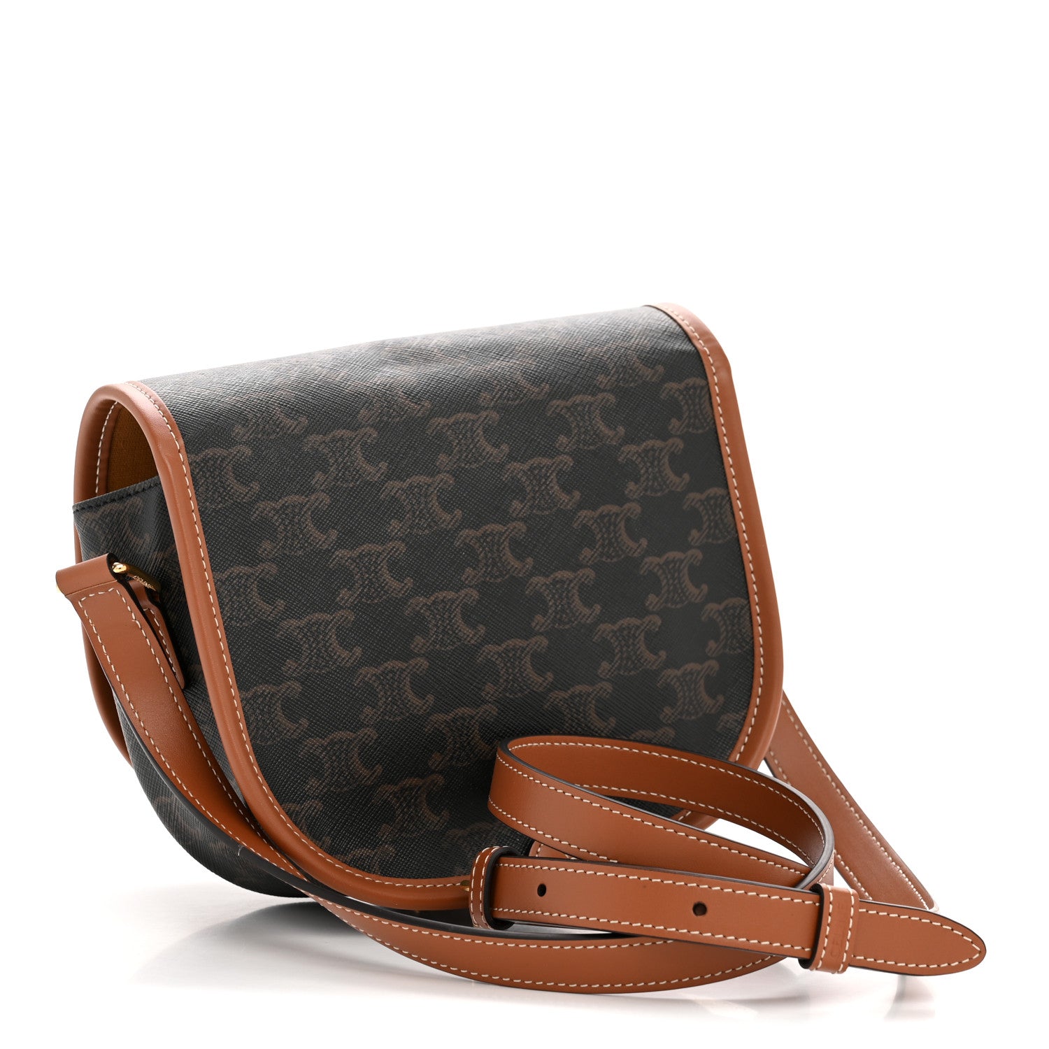 Celine Triomphe Canvas Medium Folco Bag Tan 3 of 11