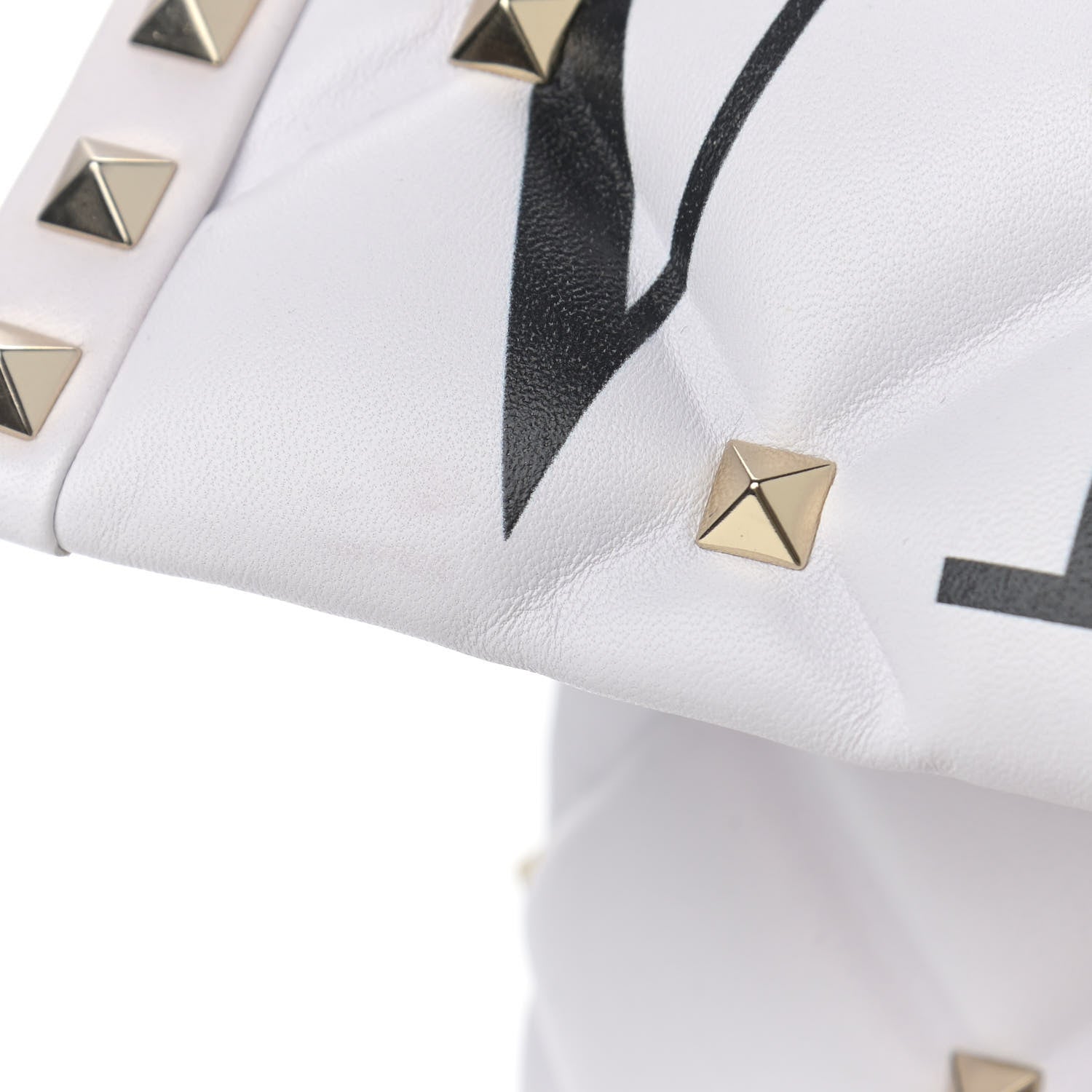 Valentino Garavani Lambskin VLTN Print Candystud Top Handle Bag Optic White Black 14 of 14