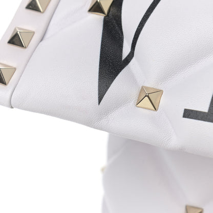 Valentino Garavani Lambskin VLTN Print Candystud Top Handle Bag Optic White Black 14 of 14