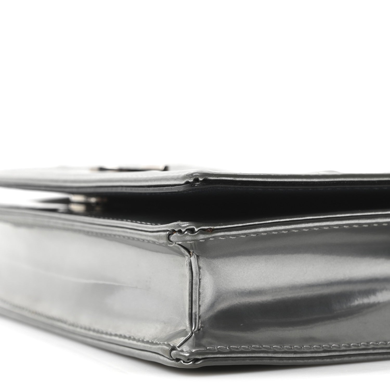 Christian Dior Metallic Patent Micro-Cannage Diorama Wallet on