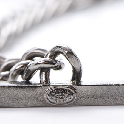 Chanel Metal Strass Enamel CC Chain Link Choker Necklace Dark Silver 7 of 8