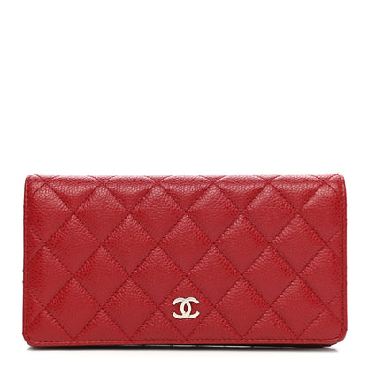 Chanel Caviar Quilted Yen Wallet Red 1 of 9