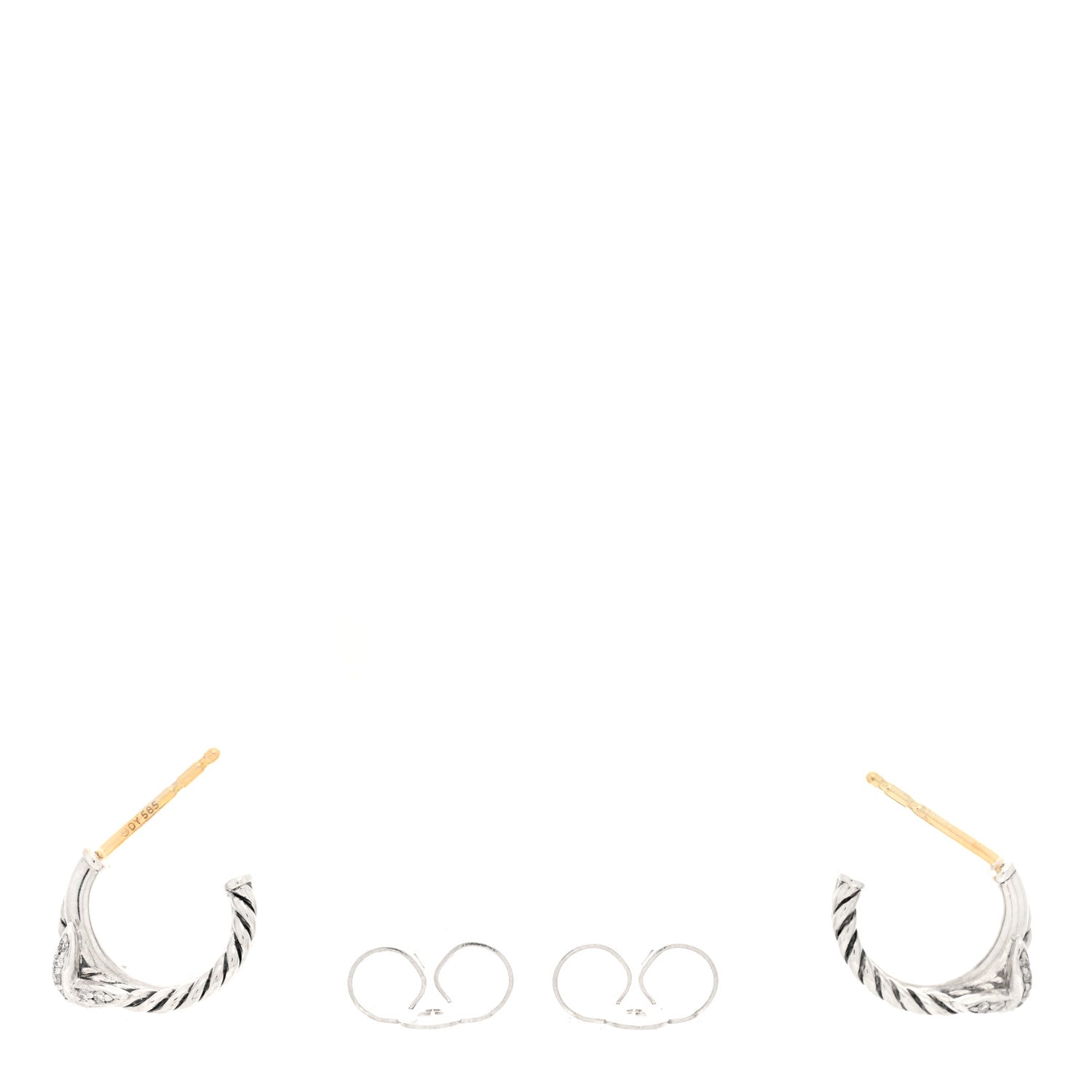 David Yurman Sterling Silver Diamond Petite Crossover X Earrings 3 of 4