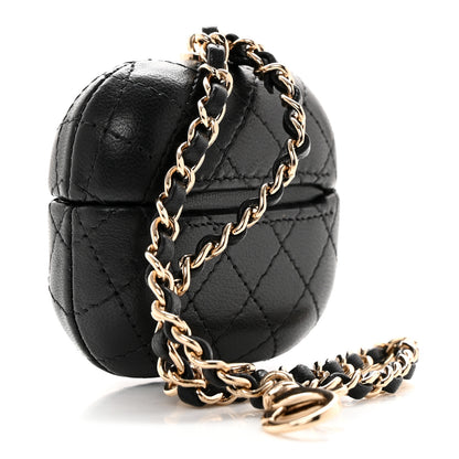 Chanel Lambskin Quilted Airpods Pro Case With Chain Black 3 of 7