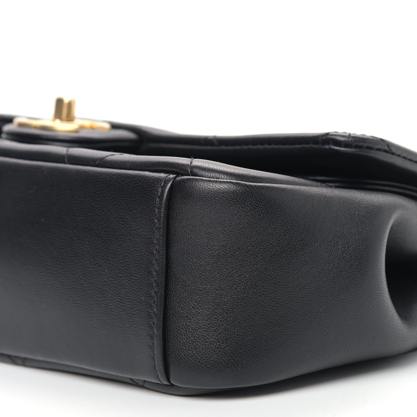 Lambskin Small Chain Handle Flap Bag Black