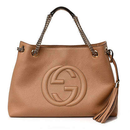 Gucci Pebbled Calfskin Medium Soho Chain Shoulder Bag Camelia 1 of 9
