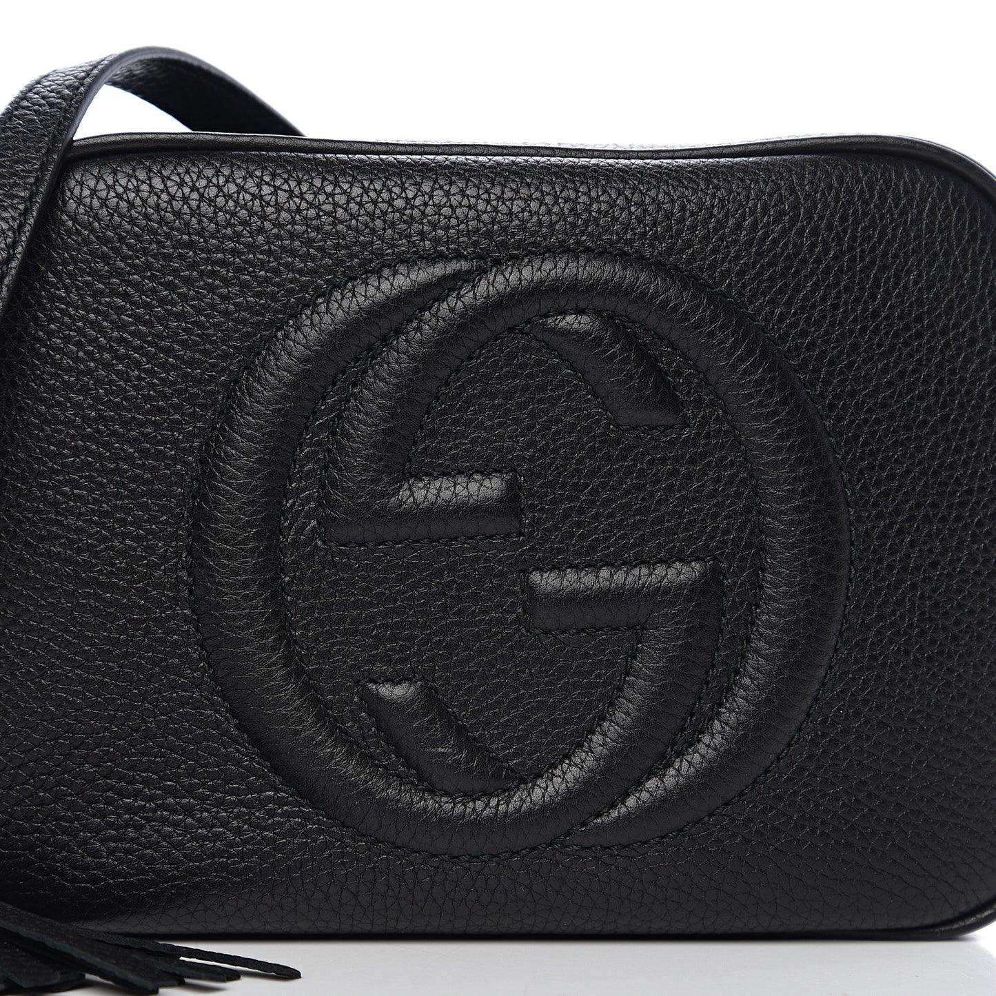 Pebbled Calfskin Small Soho Disco Bag Black