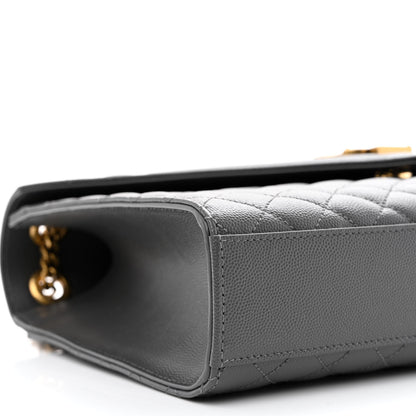 Saint Laurent Grain De Poudre Textured Mixed Matelasse Large Triquilt Monogram Satchel Storm 9 of 10