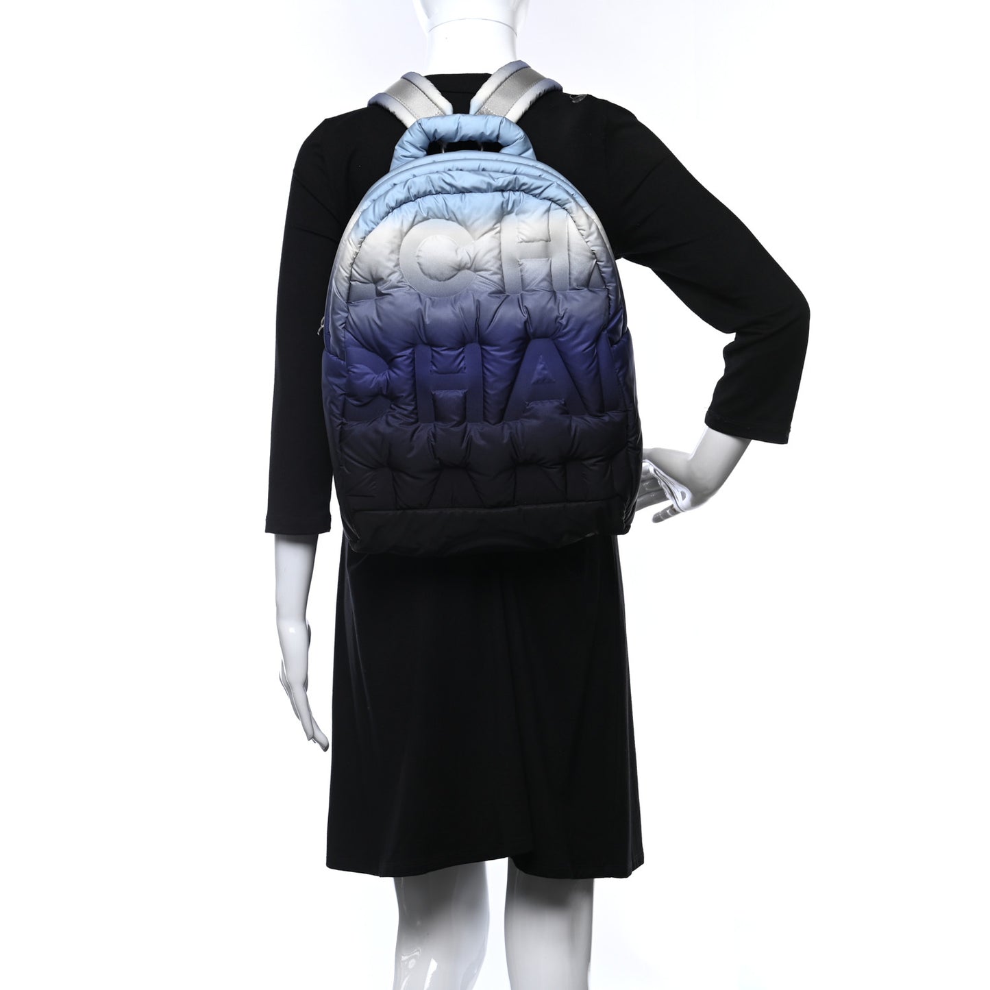 Nylon Embossed Small Doudoune Backpack Black Blue White