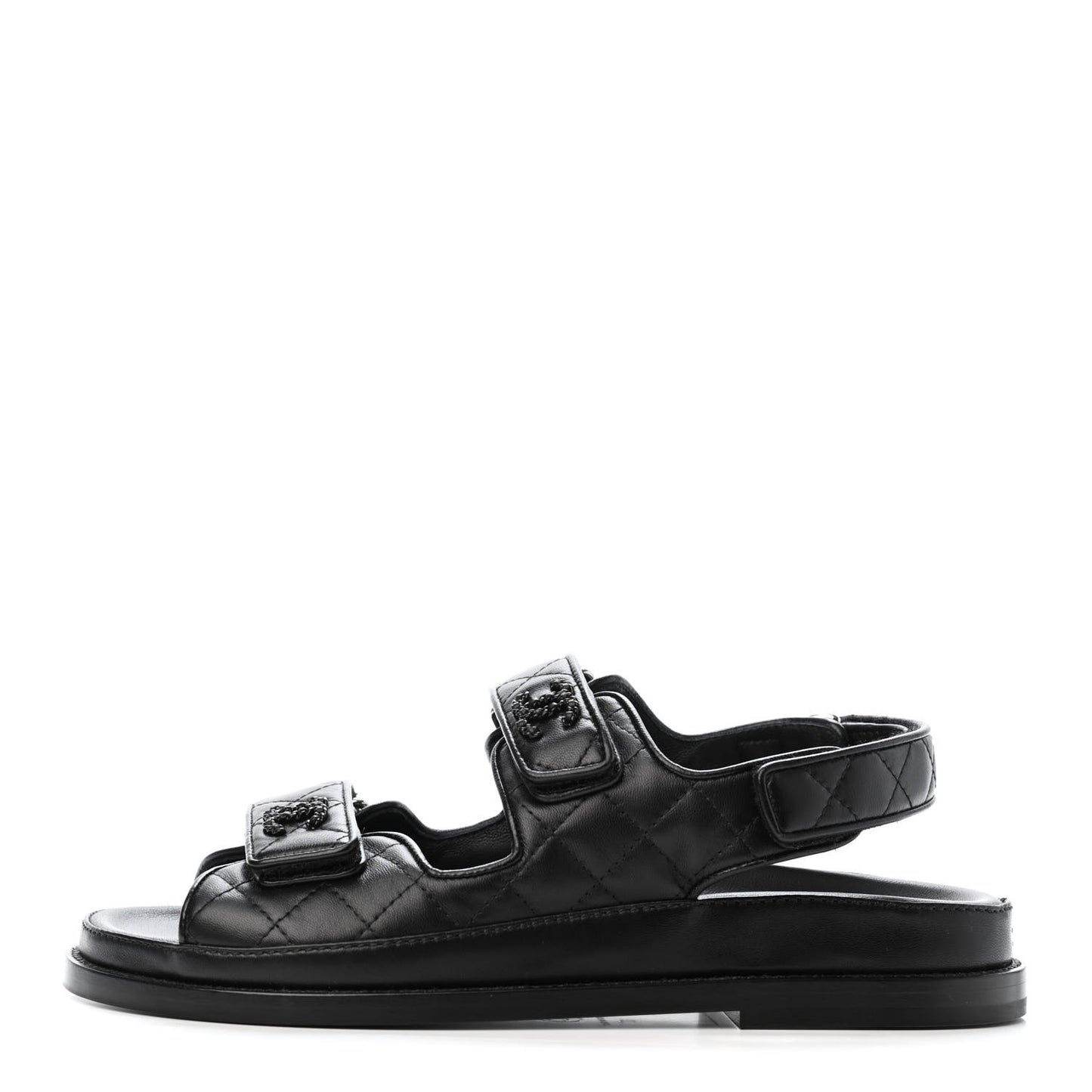 Lambskin Velcro Dad Sandals 37 Black