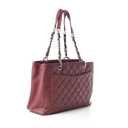 Chanel Caviar Quilted Grand Shopping Tote GST Dark Red 4 of 11
