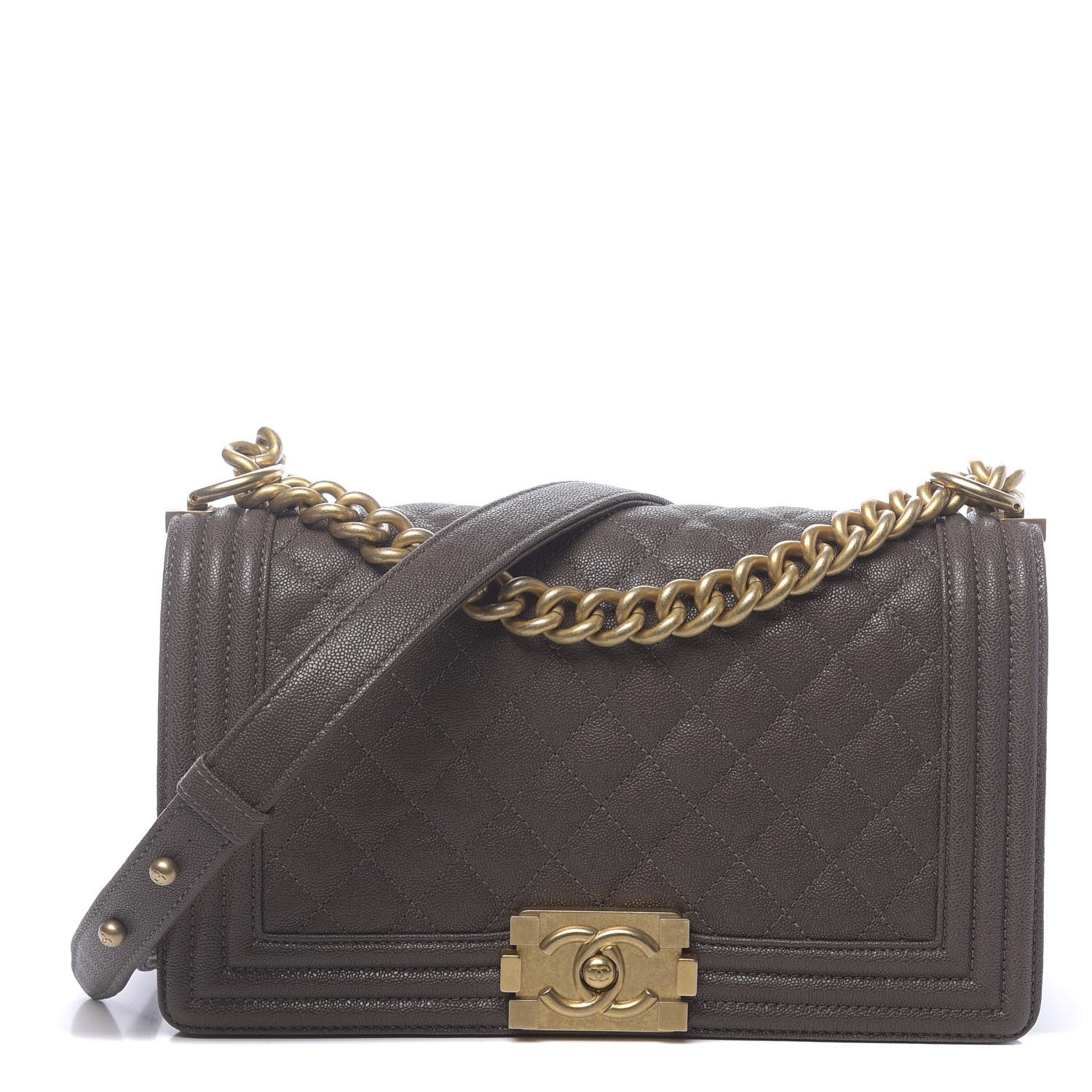 Chanel Caviar Quilted Medium Boy Flap Khaki 1 of 11