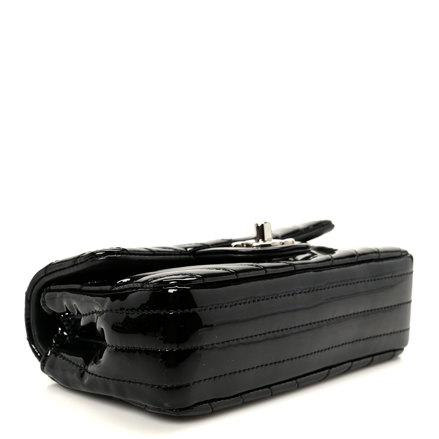 Chanel Patent Calfskin Chevron Quilted Extra Mini Flap Black 4 of 12