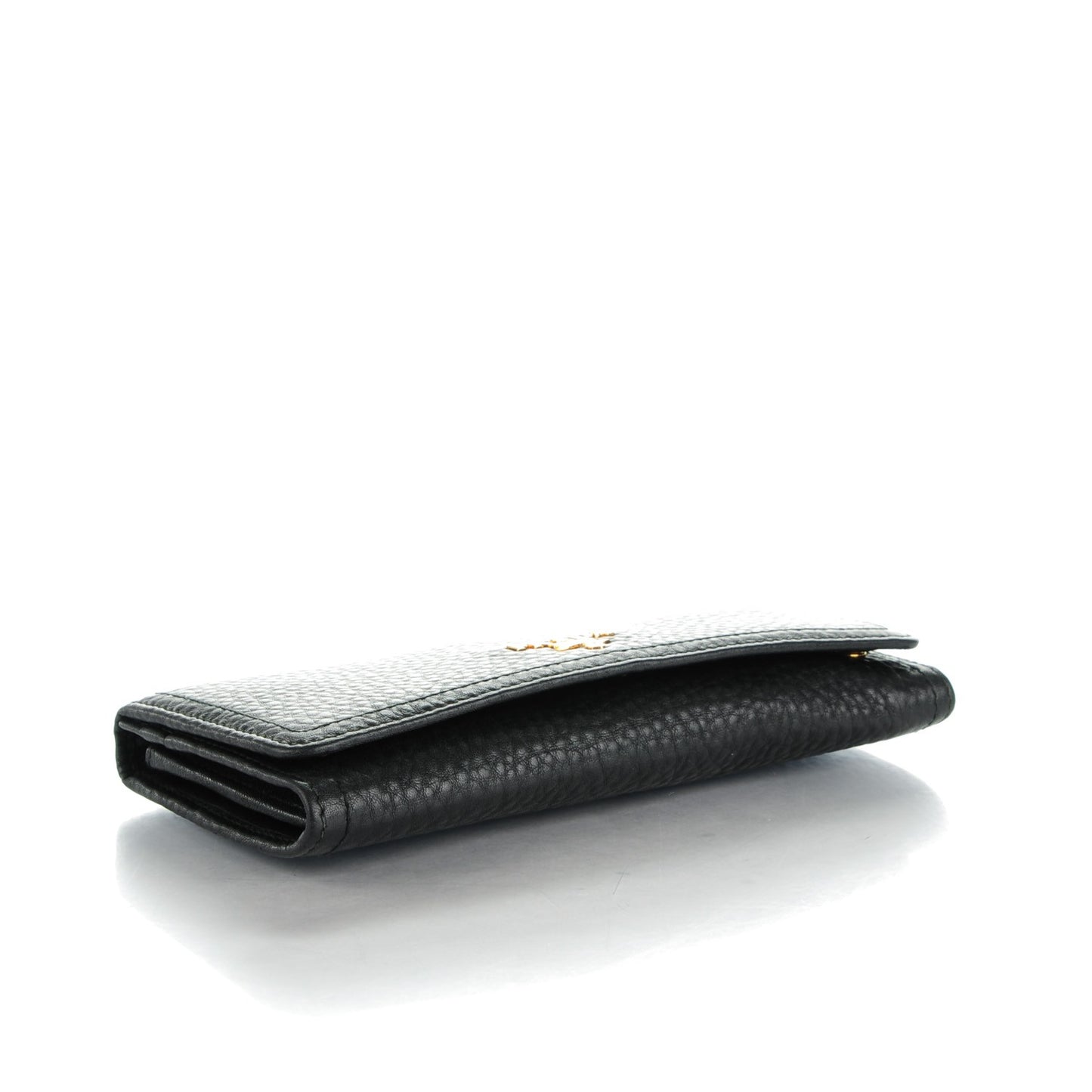 Vitello Daino Continental Flap Wallet Nero Black