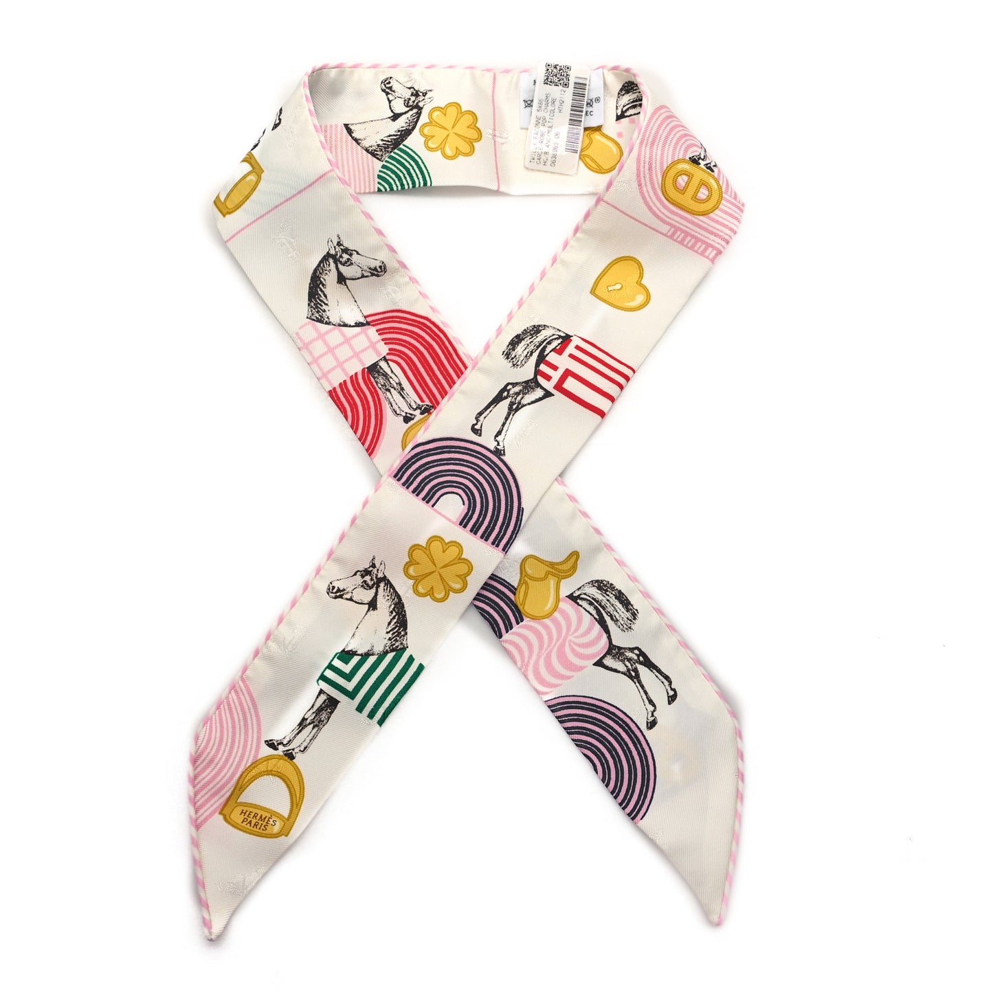 Silk Garde Robe Pop Charms Twilly White Multicolor