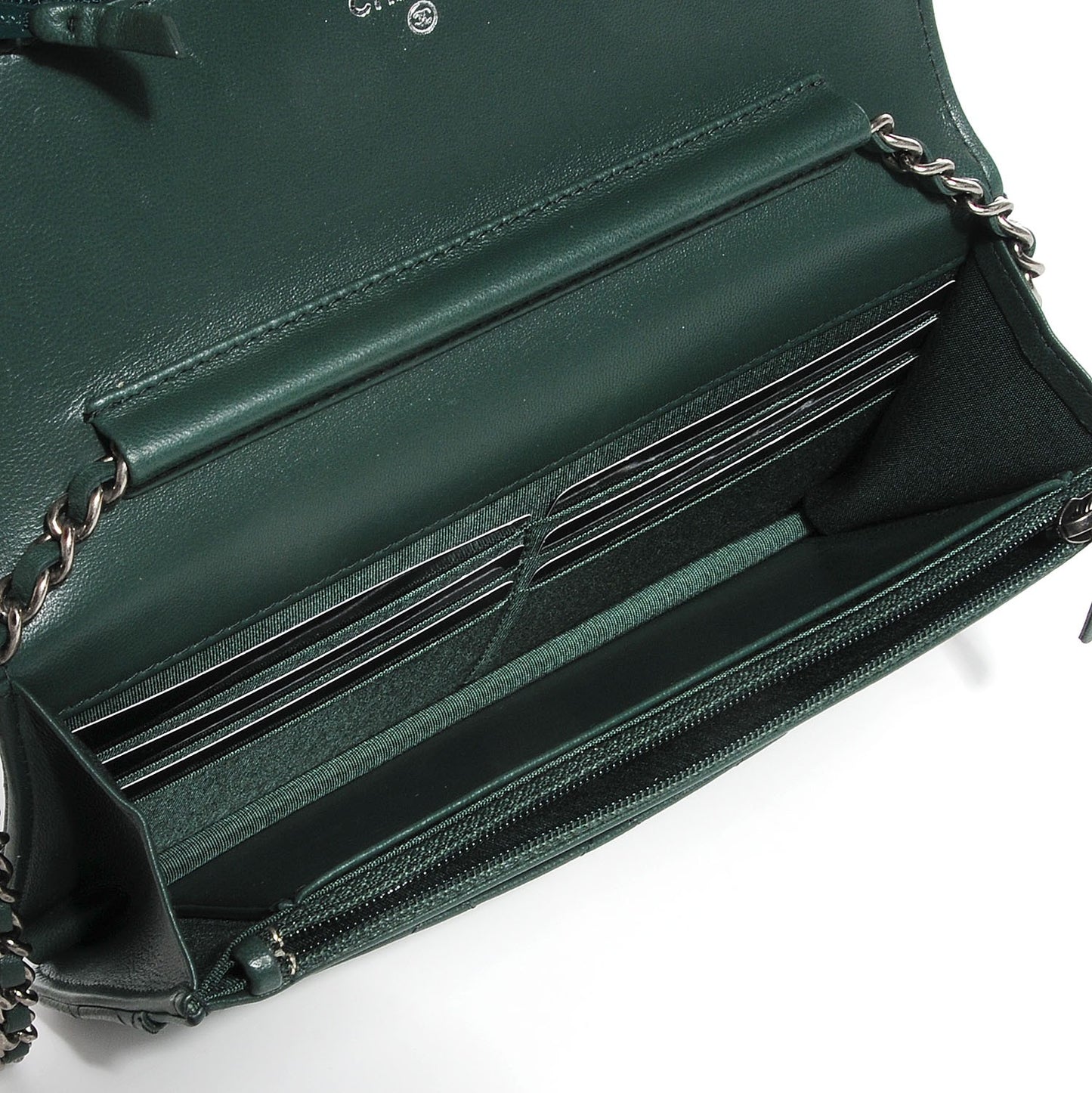 Lambskin Quilted Boy Wallet On Chain WOC Green