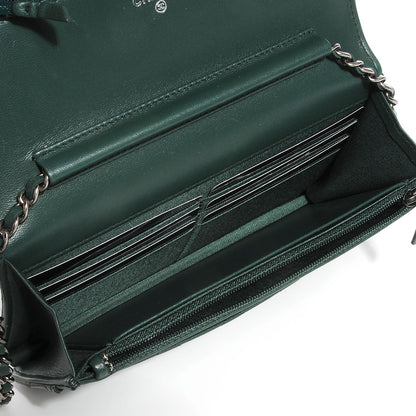 Chanel Lambskin Quilted Boy Wallet On Chain WOC Green 5 of 9