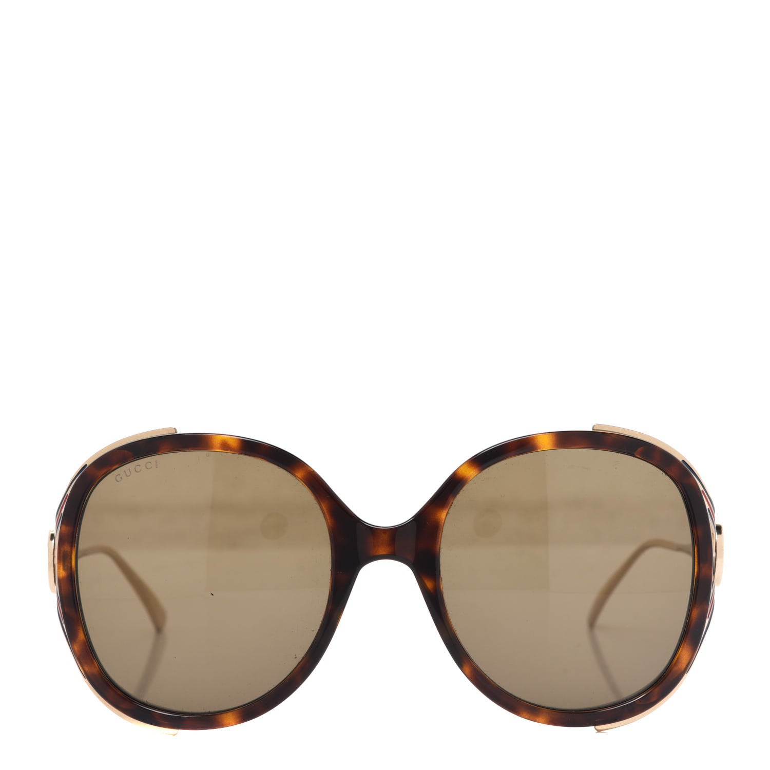 Gucci Oversized Round Frame GG0225S Sunglasses Tortoise 2 of 7