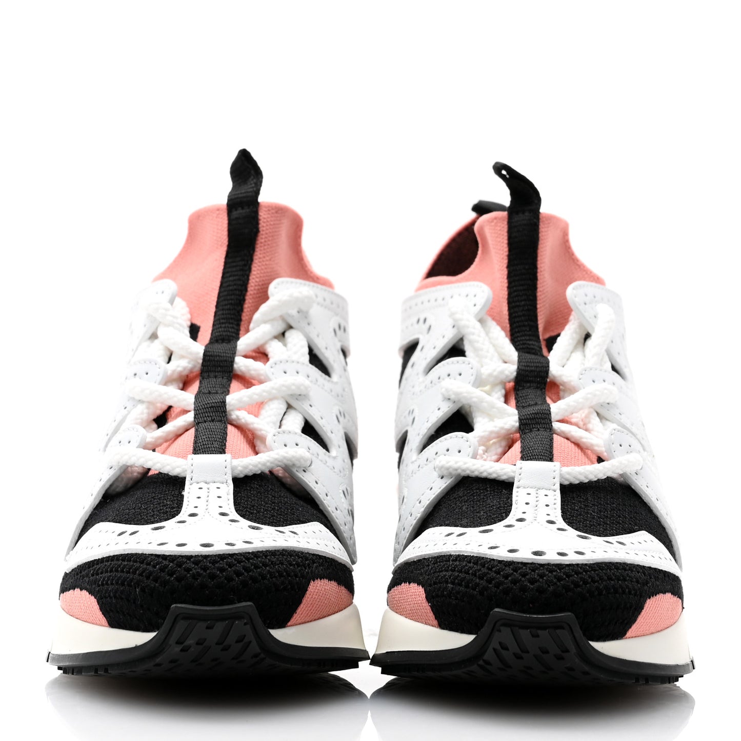 Knit Calfskin High Rise Action Sneakers 37.5 Rose Bubinga Multicolor