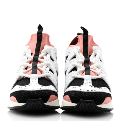 Hermes Knit Calfskin High Rise Action Sneakers 37.5 Rose Bubinga Multicolor 2 of 7