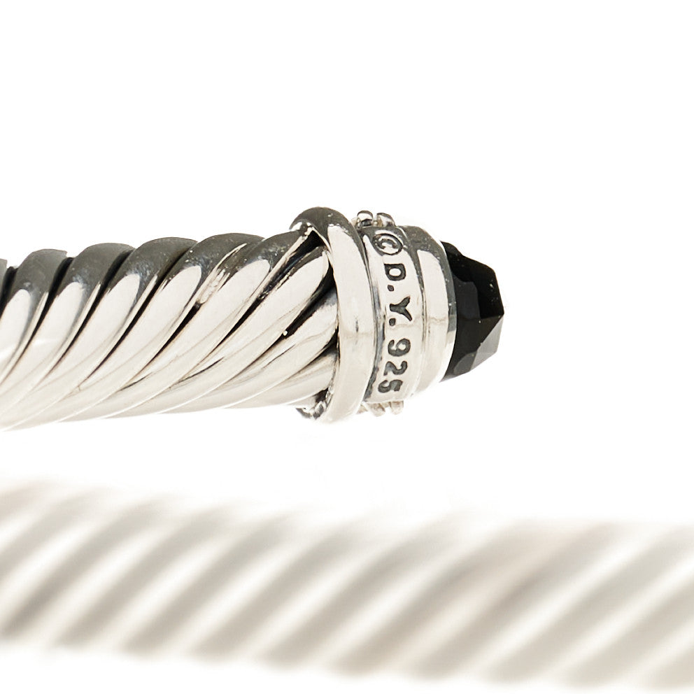 Sterling Silver Diamond Black Onyx 5mm Cable Classics Bracelet