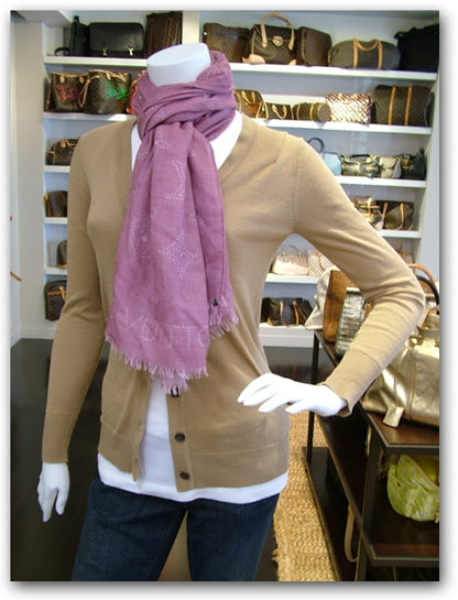 Louis Vuitton Mahina Shawl Violet Cashmere/Silk Scarf 4 of 10