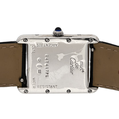 Cartier Sterling Silver Vermeil Alligator 25mm Must de Cartier Tank Quartz Watch 4 of 7