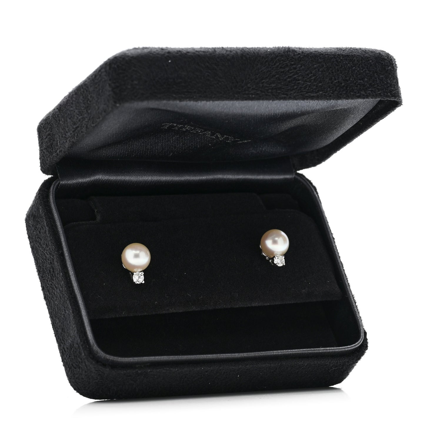 18K White Gold Diamond Akoya Cultured Pearl 7-7.5mm Signature Earrings