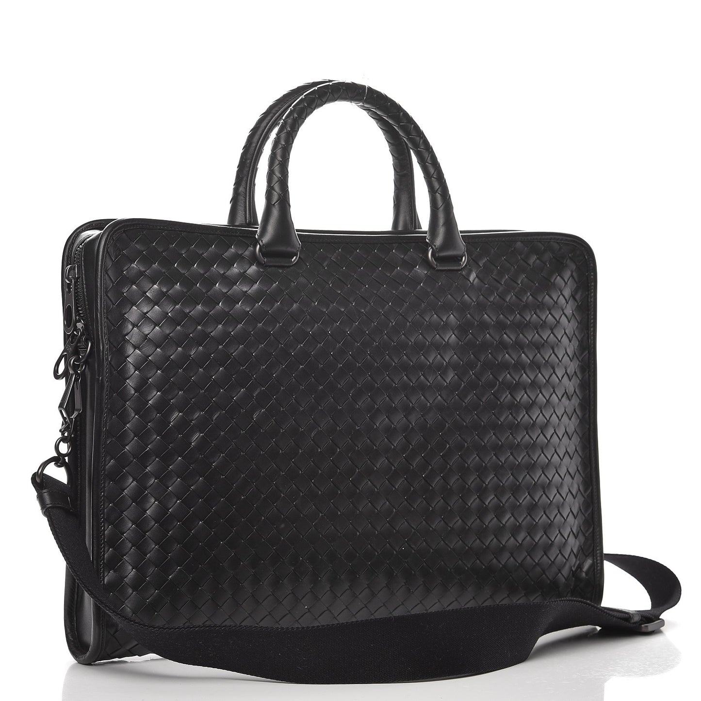 Calfskin Leggero Intrecciato Briefcase Nero Black