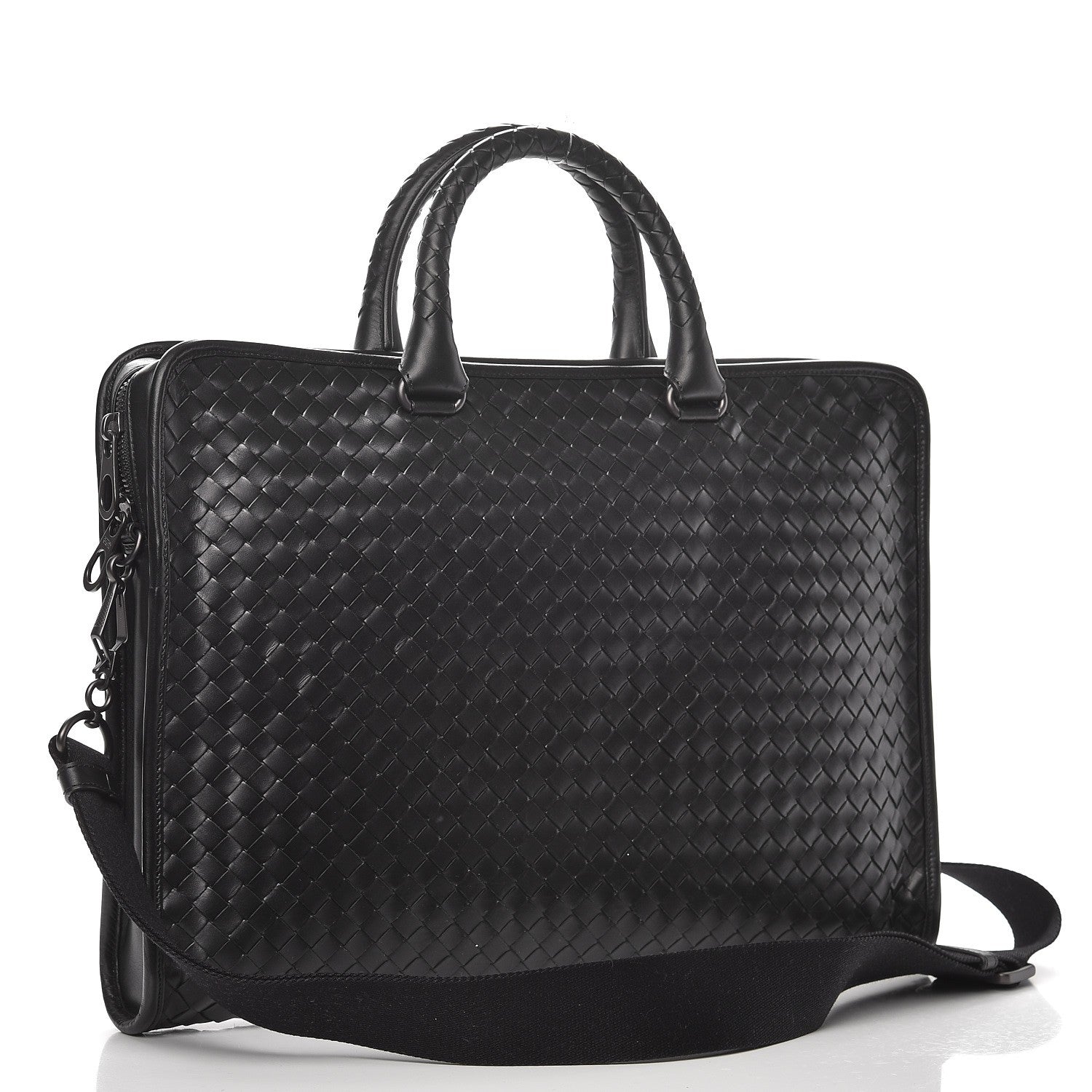Bottega Veneta Calfskin Leggero Intrecciato Briefcase Nero Black 3 of 8