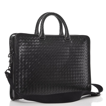 Bottega Veneta Calfskin Leggero Intrecciato Briefcase Nero Black 3 of 8