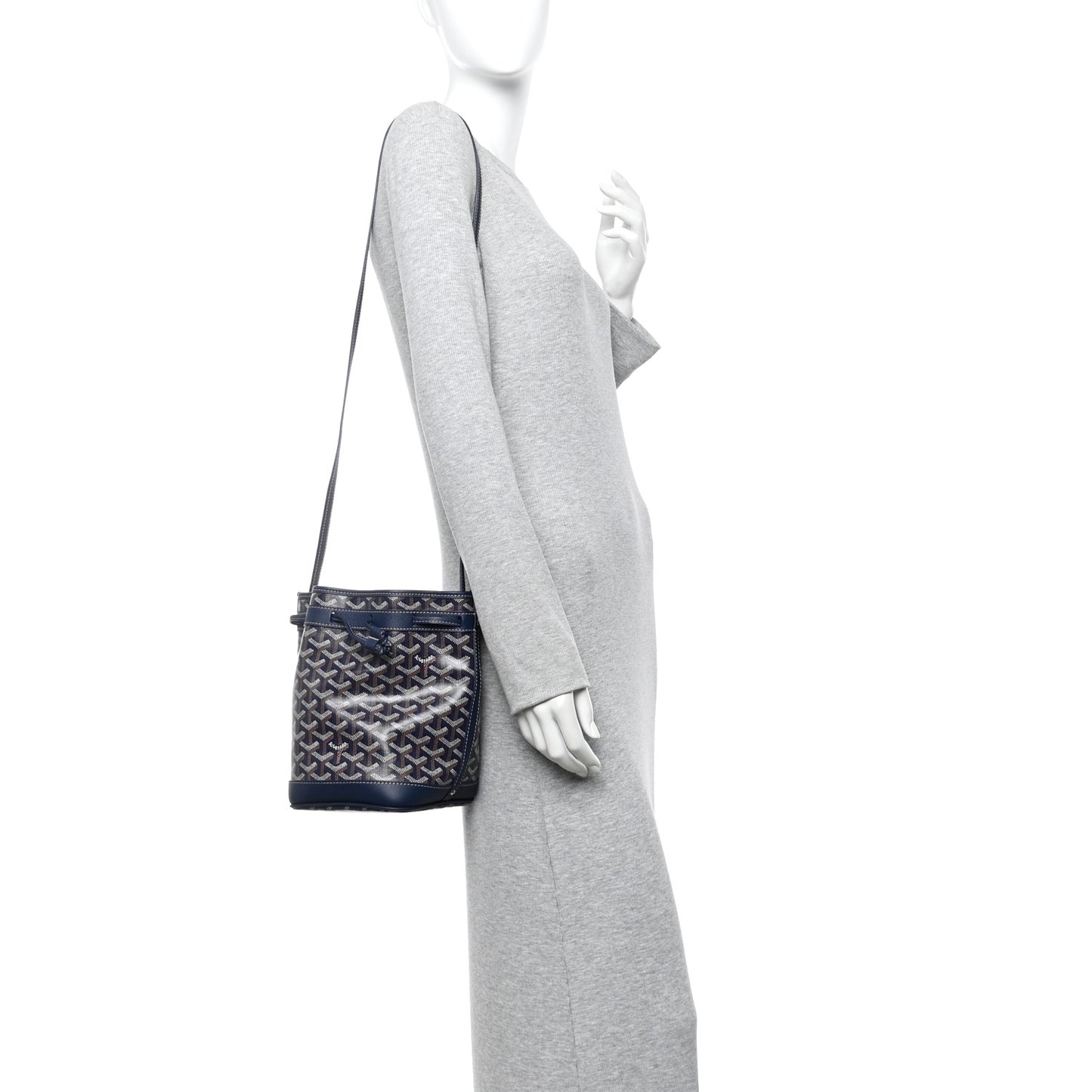 Goyardine Petit Flot Bucket Bag PM Navy