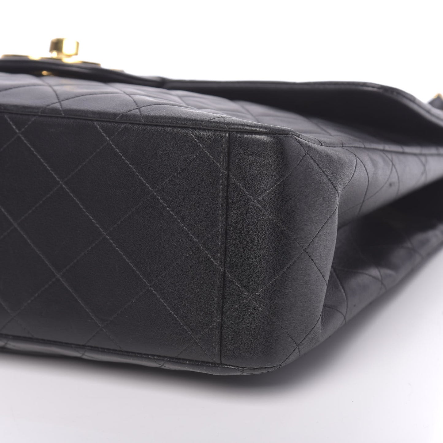 Lambskin Quilted XL Jumbo Single Flap Black