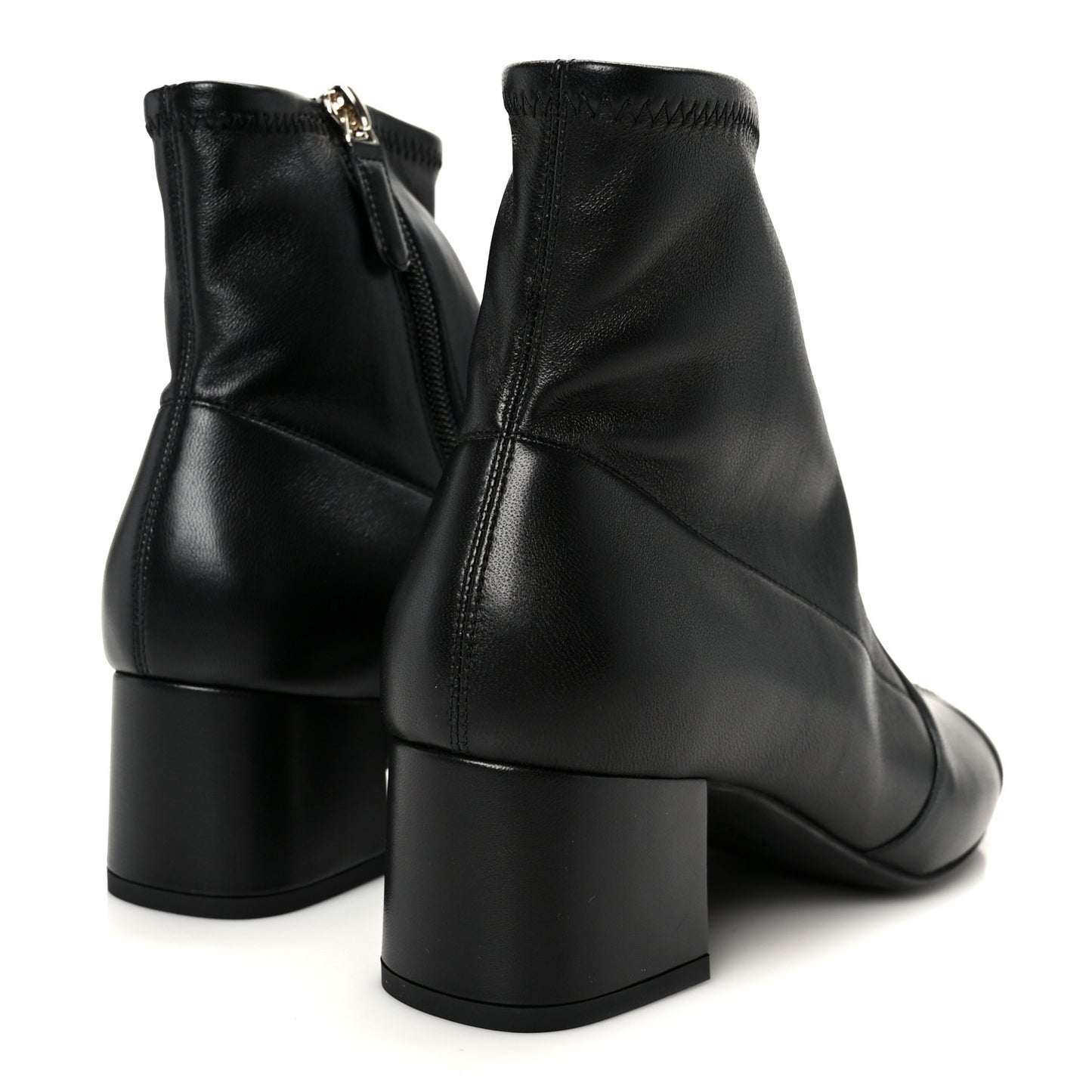 Stretch Lambskin Cap Toe CC Uniform Short Boots 38 Black