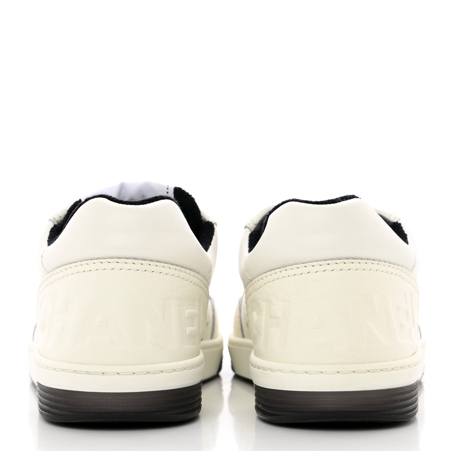 Grained Calfskin Fabric Womens Logo Sneakers 35 White Black